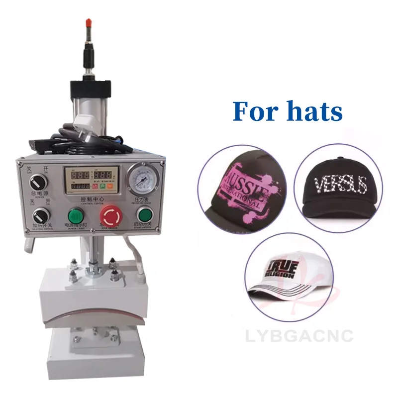 Leatherwork Press - เครื่องกดความร้อนอัตโนมัติระบบนิวเมติกสำหรับงานต่อเนื่อง - พิมพ์โลโก้บนหมวก ถ่ายโอนความร้อนสำหรับแบรนด์ หนัง ข้อมือเสื้อ