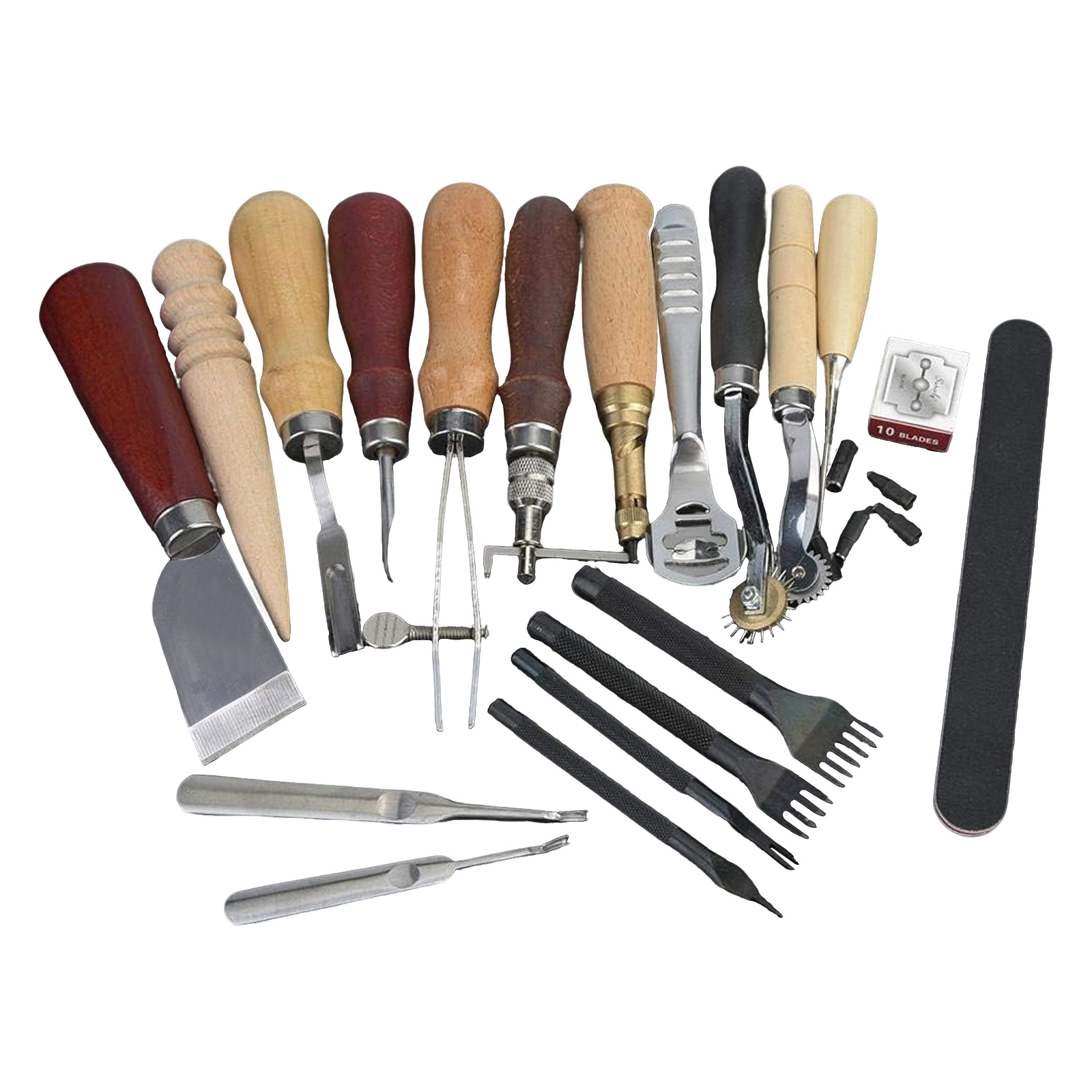 Beginner Leatherwork Kit - ชุดเครื่องมือหนัง 19 ชิ้น ชุดงานฝีมือหนังสำหรับเย็บ ตัด เจาะ