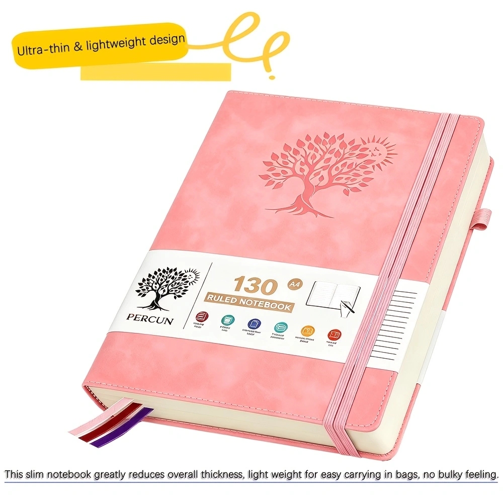 Leather Work Notebook - สมุดบันทึกปกแข็งแบบมีเส้นบรรทัดขนาด A4, ปกหนัง PU เทียม, สมุดบันทึกหนา