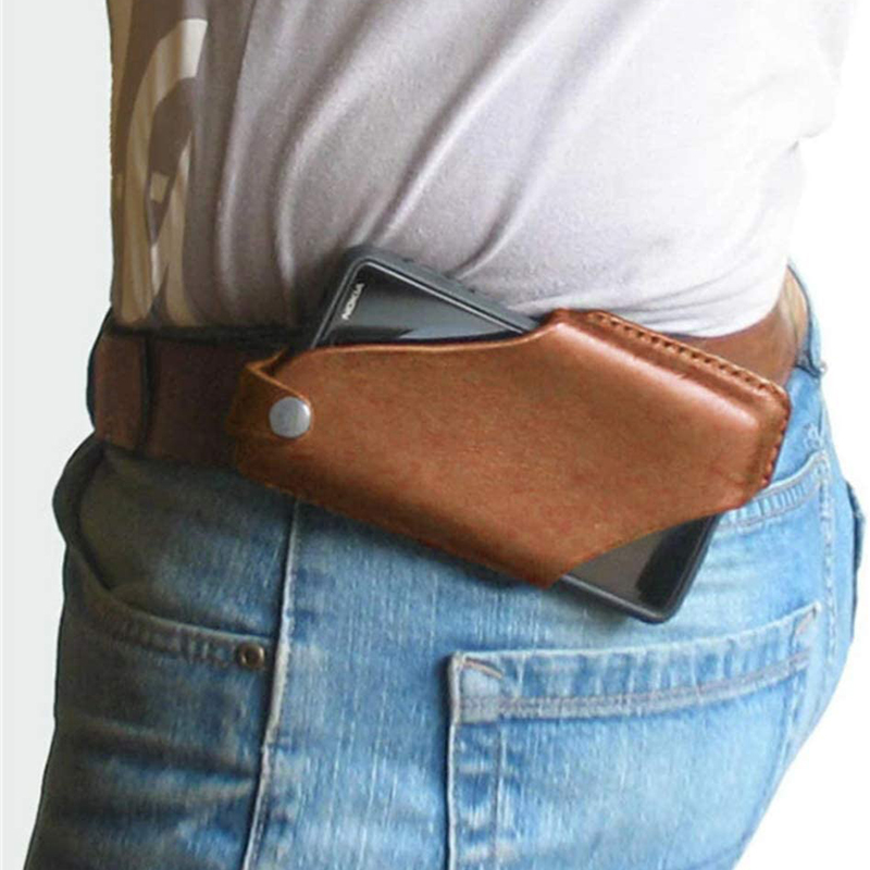 Leather Workout Belt - กระเป๋าโทรศัพท์วินเทจ PU หนังเทียมพร้อมห่วงเข็มขัดโทรศัพท์มือถือเข็มขัดเอวกระเป๋าสําหรับเดินออกกําลังกายปีนเขา
