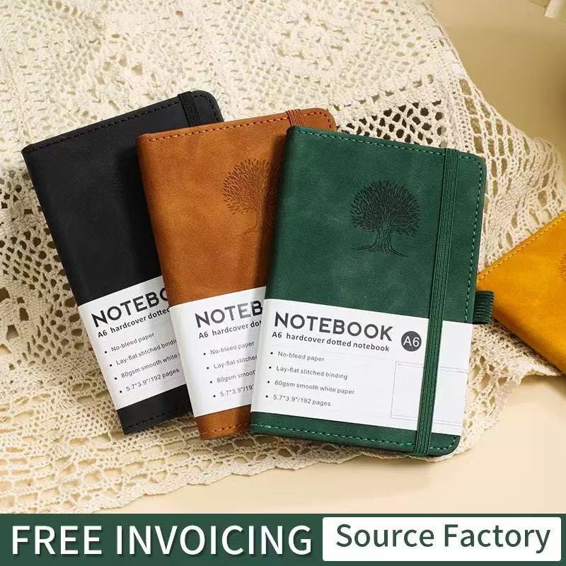 สมุดบันทึกปกแข็งแบบพกพา A6 ปกห - Leather Work Notebook บทวิจารณ์และราคา