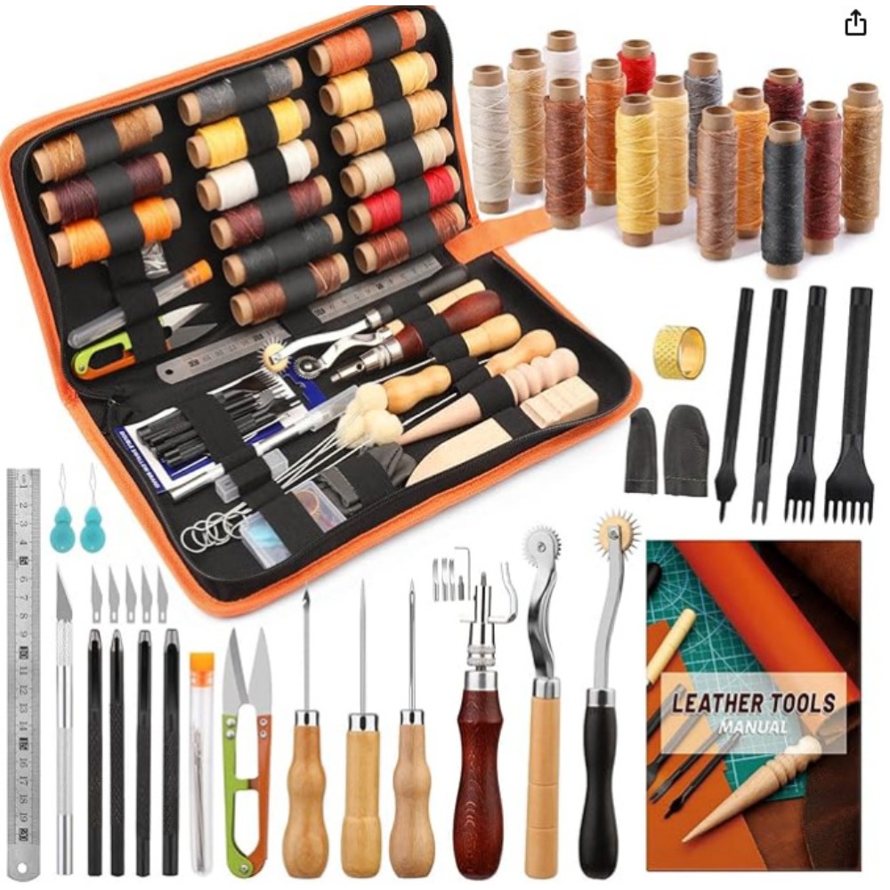 หนังทํางานเครื่องมือปฏิบัติหนั - Beginner Leatherwork Kit บทวิจารณ์และราคา