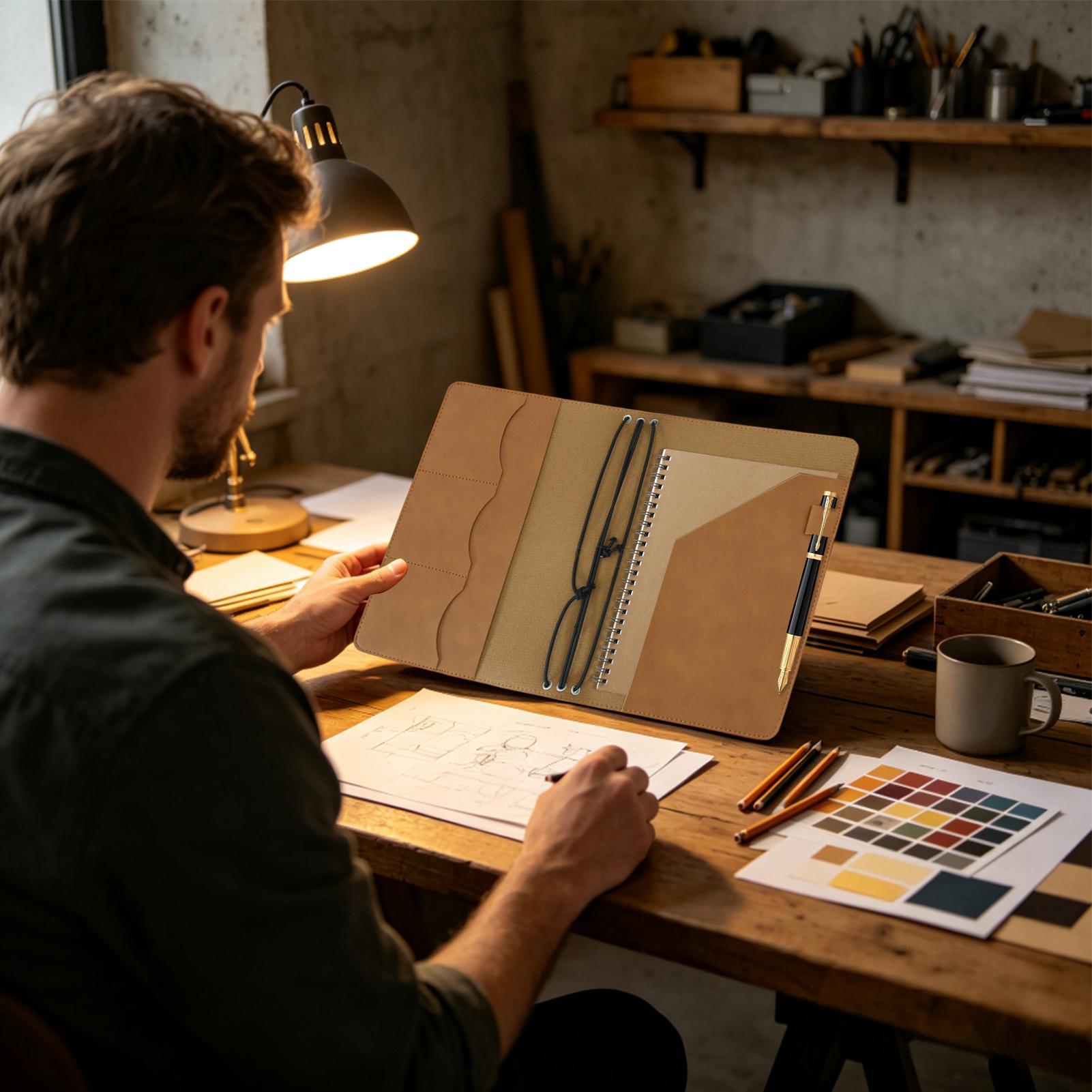 ปกสมุดบันทึก A5 หนัง PU วินเทจ - Leather Work Notebook บทวิจารณ์และราคา